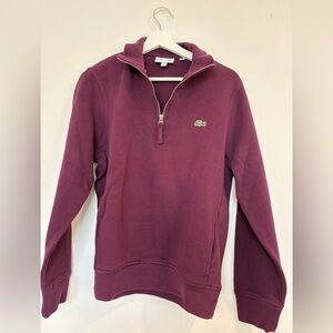 Lacoste Men's Burgundy 1/4 Zip-Up Sweater